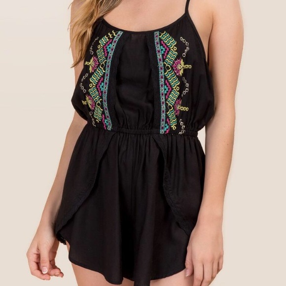 Francesca's Collections Other - Francesca’s Swim | Black McKenna Tulip Romper | M